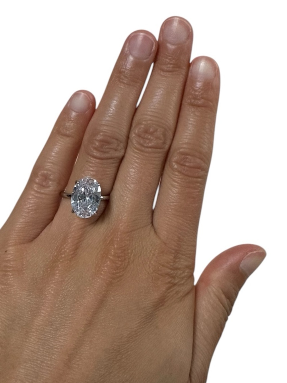 Oval Cut Cubic Zirconia Travel Engagement Ring Silver Solitaire Size 6 NWT